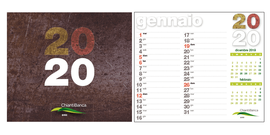 Calendario scrivania 2020